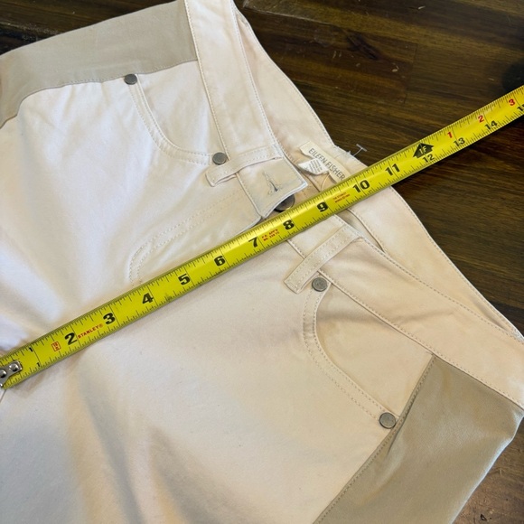 Eileen Fisher Color Block Side Stripe Bone Cream Tan Pants Cotton Coastal Clean - Picture 6 of 11
